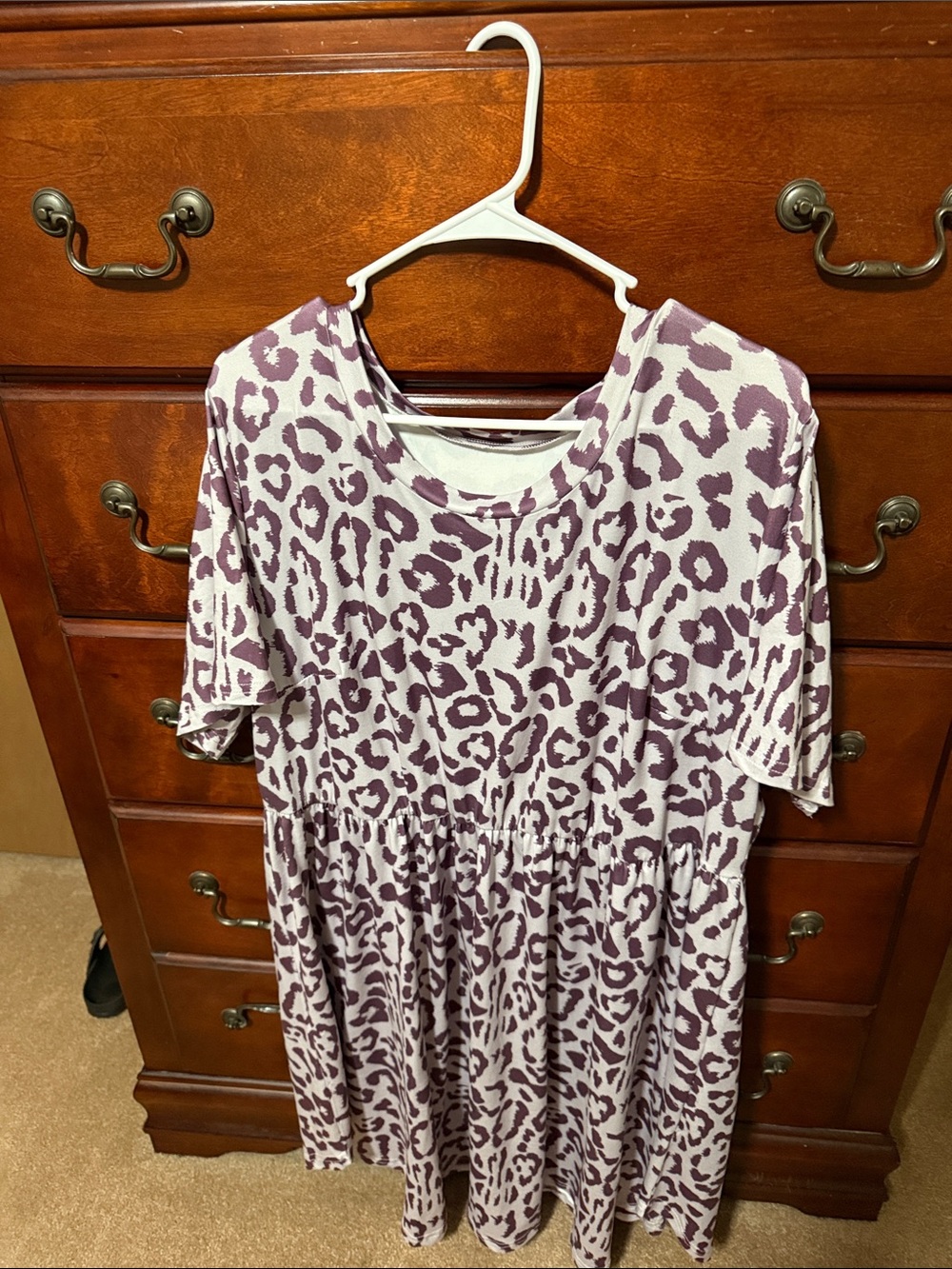 Women's Mauve Leopard Print Short Sleeve Dress